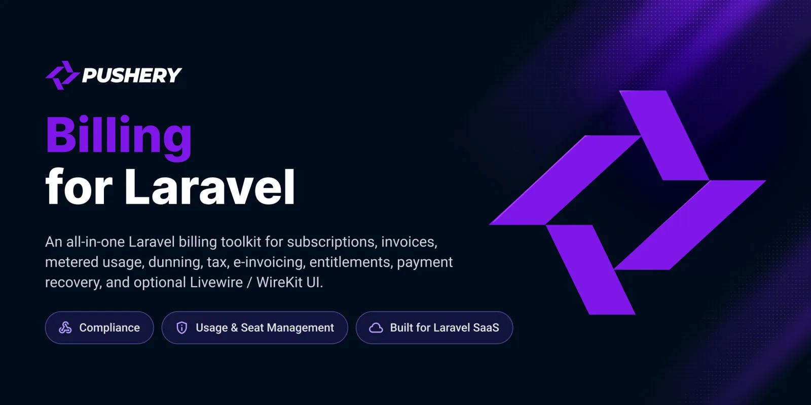 Billing for Laravel — Provider-neutral billing for Laravel: subscriptions, invoices, metered usage, dunning, tax and e-invoicing. Stripe-first, on provider-neutral contracts.